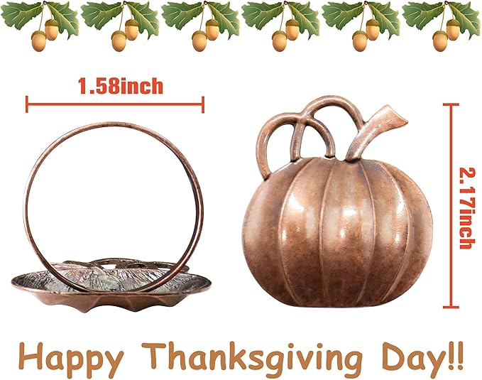 Halatool Pumpkin Napkin Rings Set of 12, Alloy Fall Napkin Rings Thanksgiving - Image 4
