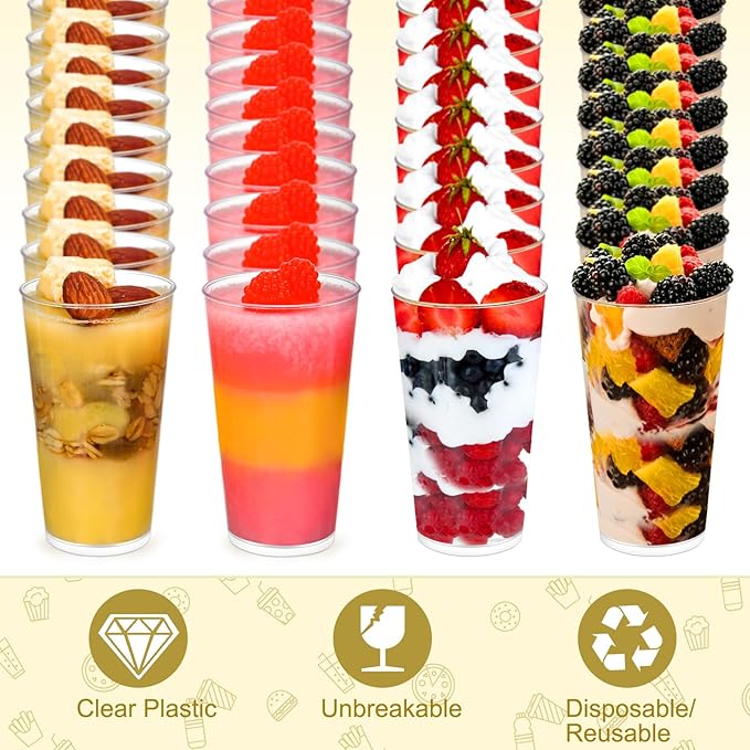 CHENGU 3 Oz Dessert Cups with Spoons Mini Shooter Cups Small Round Tableware - Image 2