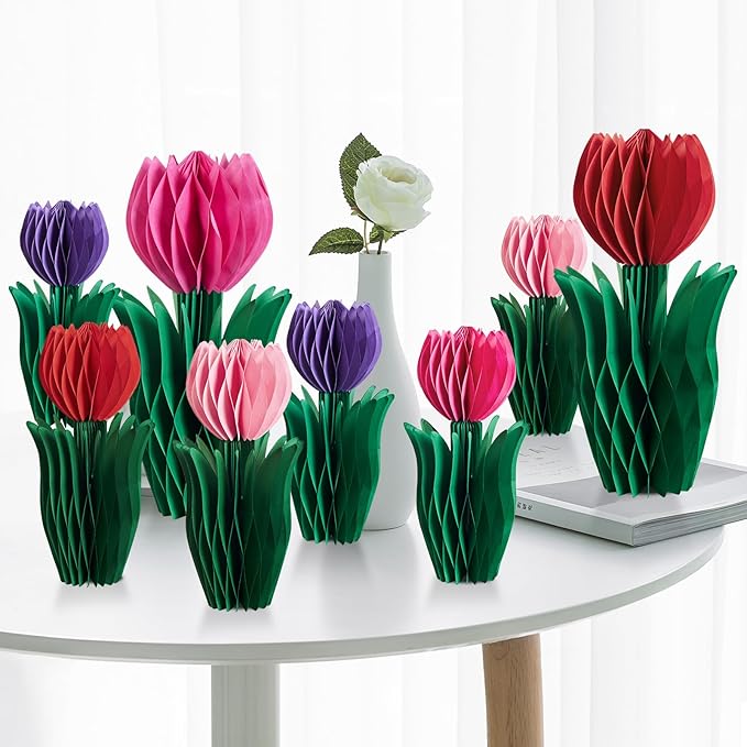 SUNBEAUTY 8 PCS Flower Honeycomb Decoration by SUNBEAUTY