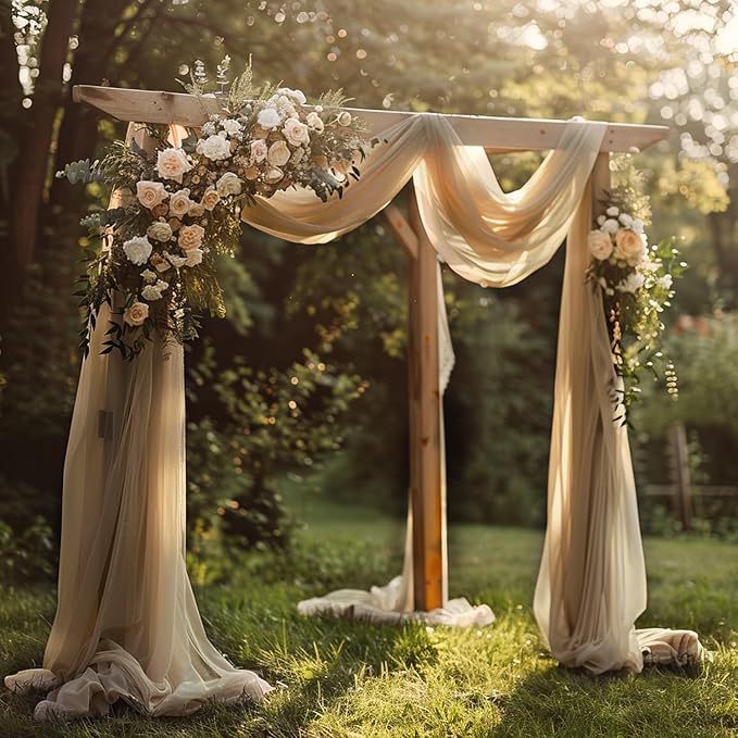 Wokceer Wedding Arch Draping Fabric Nude 28.7" x 20FT Sheer Drapes Backdrop - Image 6