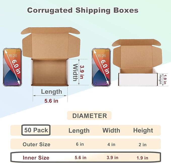 MEBRUDY 6x4x2 Inches Shipping Boxes Pack of 50, Small Corrugated Cardboard Box - Image 2