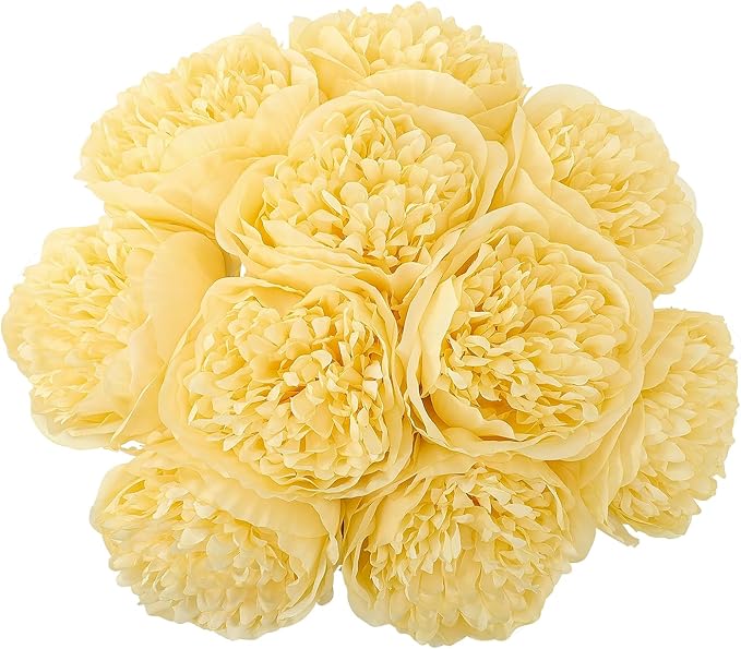 U'Artlines 10 Heads Artificial Peony Silk Flower Leaf Home Office Wedding Party by UArtlines