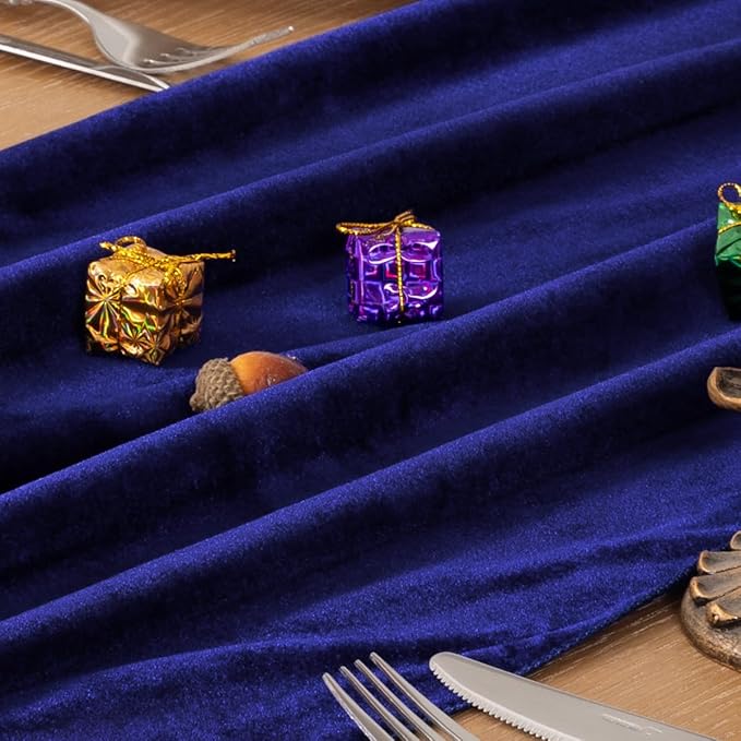 MLMC 2 Pack Royal Blue Velvet Table Runner 10ft Glossy Luxury Velvet Cotton - Image 4