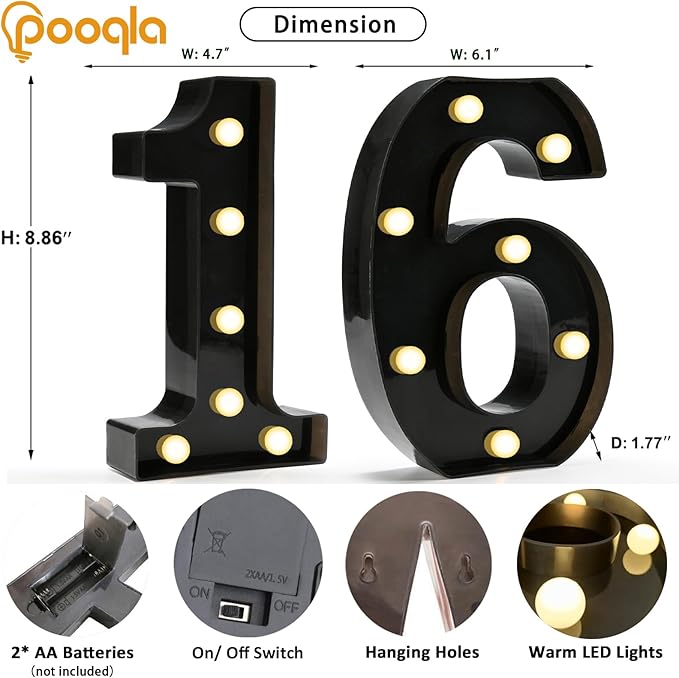 Pooqla Decorative Led Light Up Number Letters - Image 4