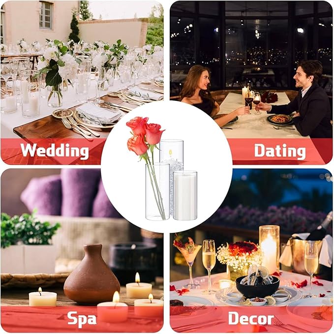 Thin Glass Cylinder Vases 2.5''/3.3'' Diameter 2mm Wall Thickness Clear Flowers - Image 8