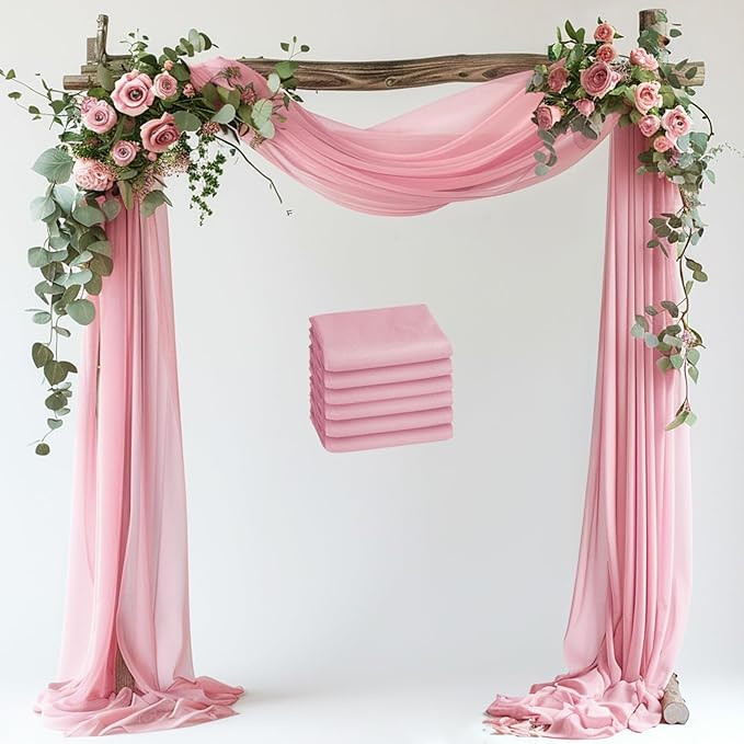 Wokceer Wedding Arch Draping Fabric 6 Panels 28.7" x 20FT Blush Pink Drapes by Wokceer