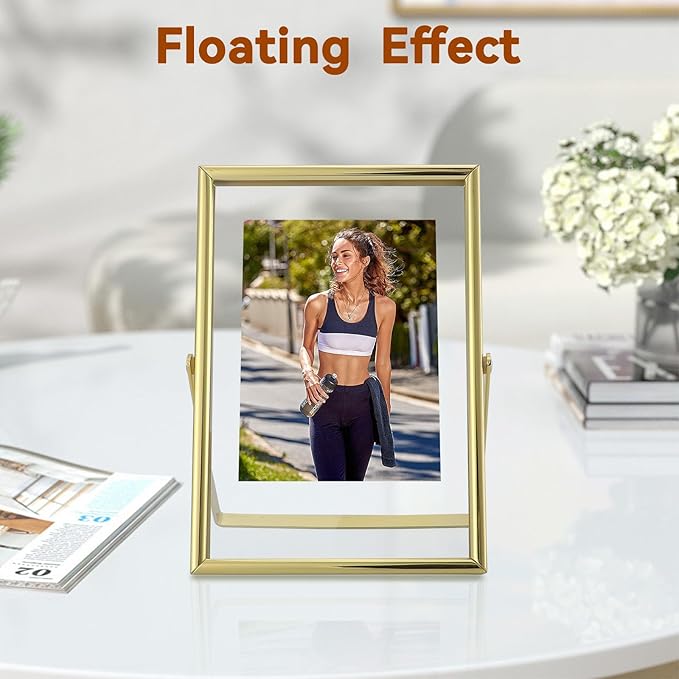 Gold Floating Frame, For Picture 3.5x5, Small Tabletop Photo Frame, Classy Gift - Image 4