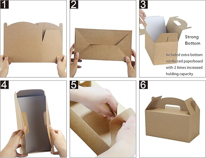HUAPRINT Brown Treat Boxes Large Bulk, Gable Boxes 30 Pack 9.45x5x5Inches - Image 7