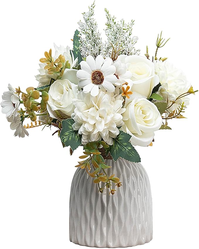 Epicpetal Fake Flowers in Vase, Artificial Pink Flowers in Vase by Epicpetal