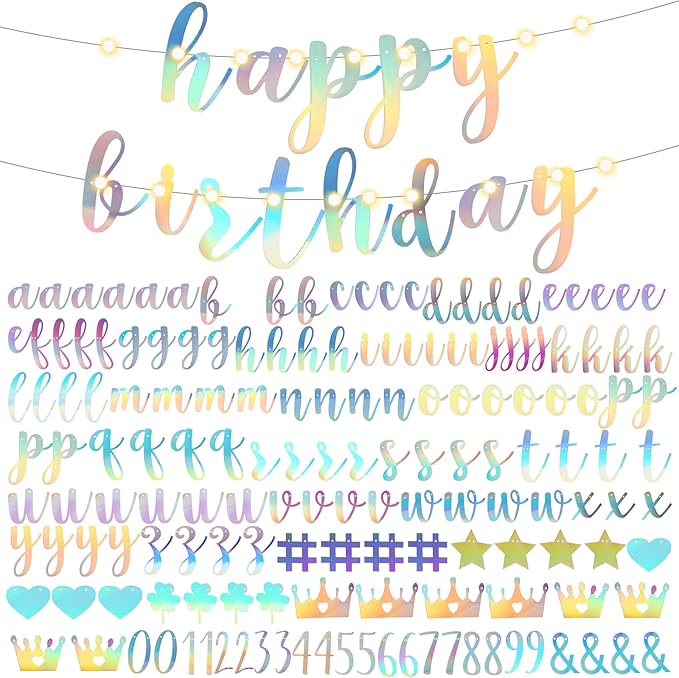 TaoBary 167 Pcs DIY Banner Kit Happy Birthday Glitter Banner Customizable by TaoBary