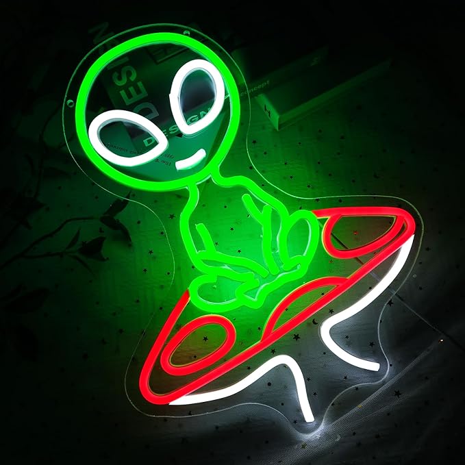 Mushroom Alien Neon Sign for Wall Decor, USB Dimmable Green Alien Neon Lights - Image 4