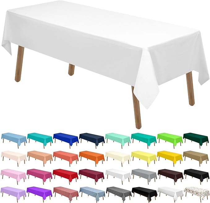 PARTY ULYJA White Plastic Tablecloths 2 Pack Disposable Table Covers 54 x 108 by PartyUlyja