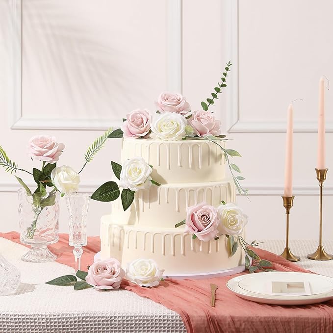 Tifuly Champagne Pink Roses Artificial Flowers - Image 4