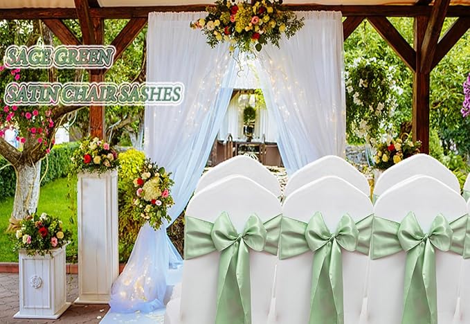 50 Pack Satin Sage Green Chair Sashes - Image 4
