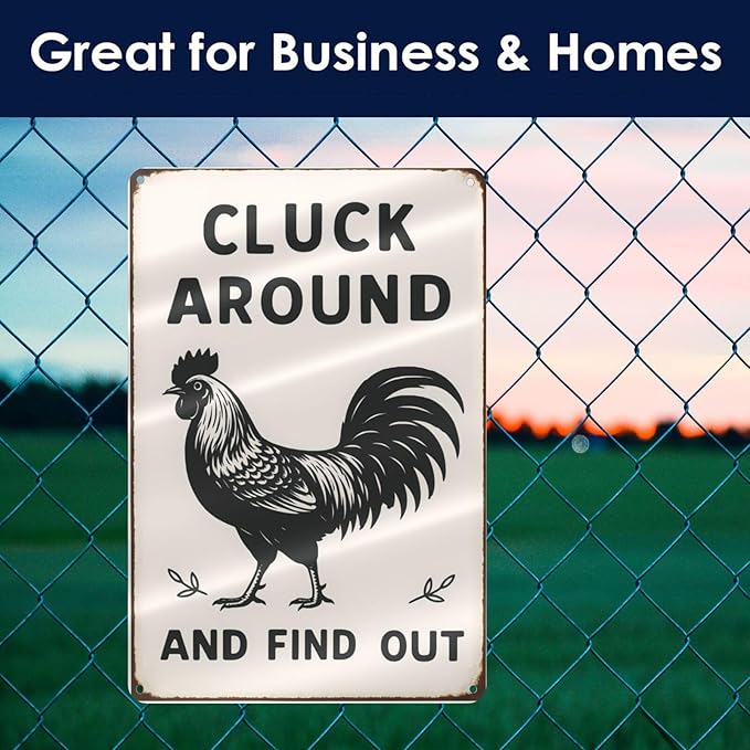 Funny Chicken Tin Sign - Image 6
