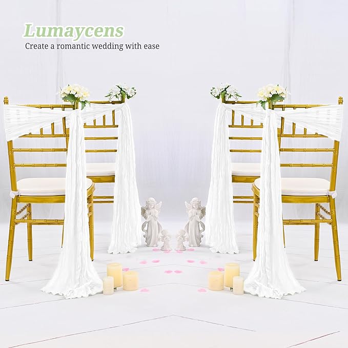 50 PCS Cheesecloth Chair Sashes Bows Wedding Aisle Decorations Chair Ribbon - Image 6