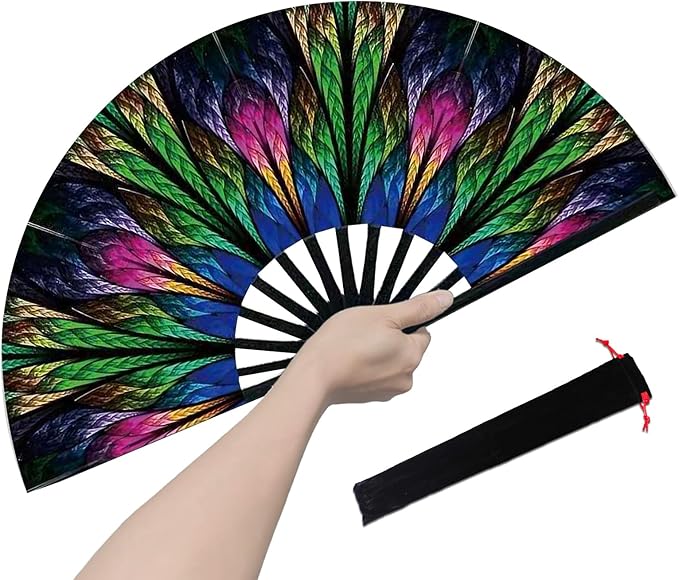 Rave Fan, Large Folding Hand Fan by Unknown
