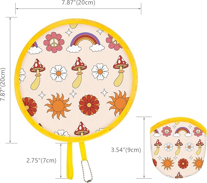 4 Styles Retro Hippie Round Foldable Hand Fan Japanese Foldable Fan Style - Image 2