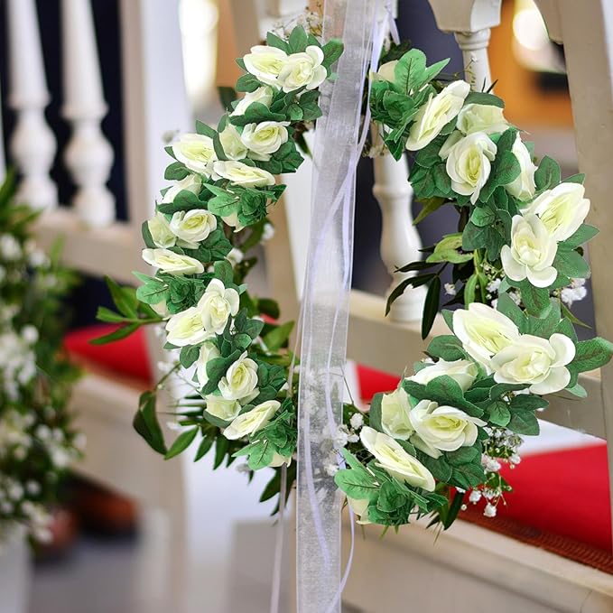 4 Pack Artificial Rose Vine Garland Fake Roses Flowers Plants Vines Hanging - Image 6