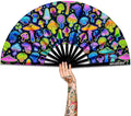 UV Glow Rave Fan, Bamboo Folding Clack Hand Fans Foldable by Raveahem