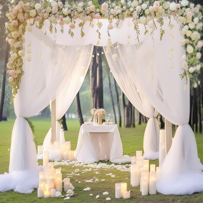 20x10 White Tulle Backdrop Curtains - Image 2