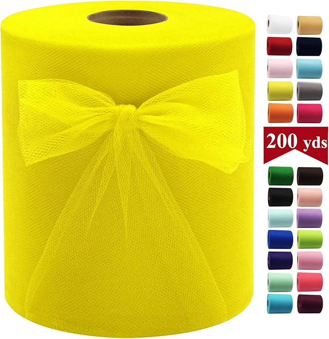 Yellow Tulle Fabric Rolls 6 Inch by 200 Yards Fabric Spool Tulle Ribbon by IONTACH