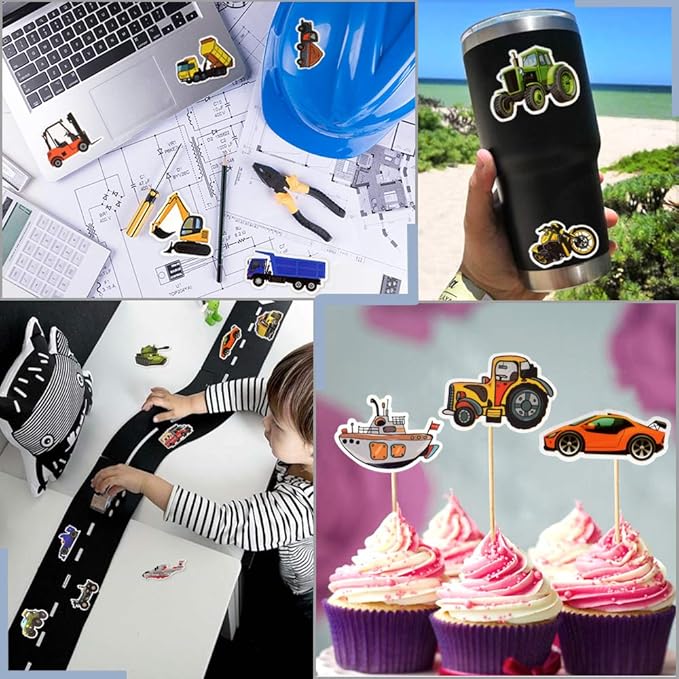 QTL Truck Stickers for Kids Boys Tractor Stickers for Water Bottles Easter - Image 3