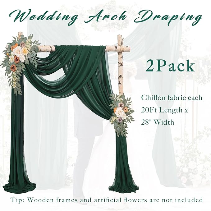 Emerald Green 2 Panels Wedding Arch Draping Fabric 20Ft Length x 28" Width Arch - Image 6
