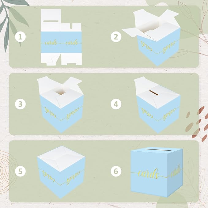 QIKSION Light Blue Wedding Card Box, Wedding Reception, Baby Shower, Graduation - Image 7