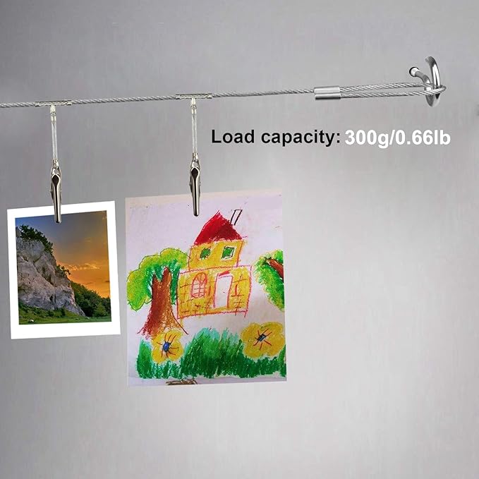 6 Pack 5 ft Steel Wall Hanging Photo Display Cable Wire Rod String - Image 2