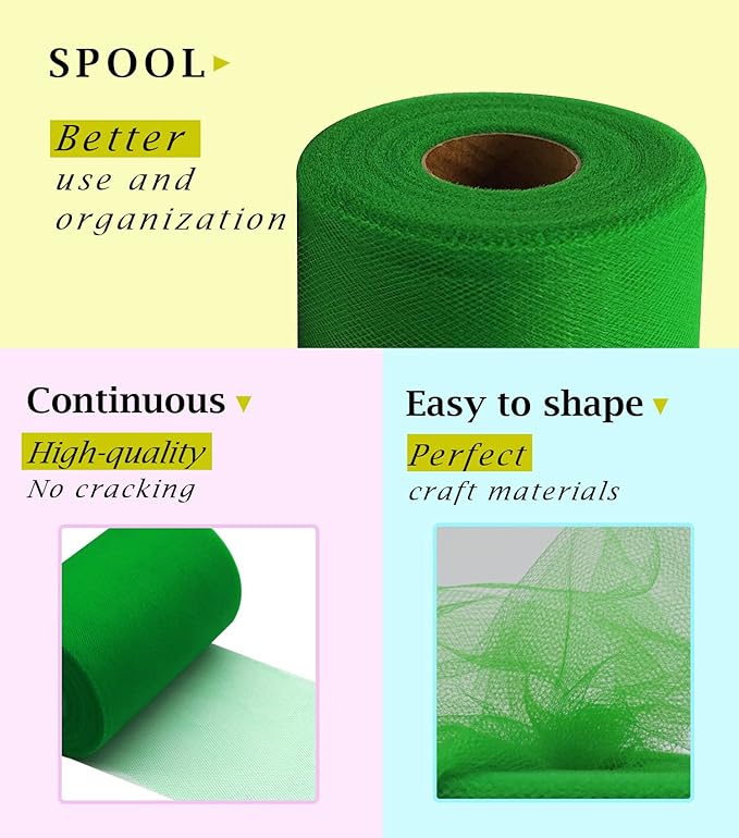 Emerald Green Tulle Fabric Roll 6 Inch X 300 FT Matte Tulle Ribbon Netting Mesh - Image 2