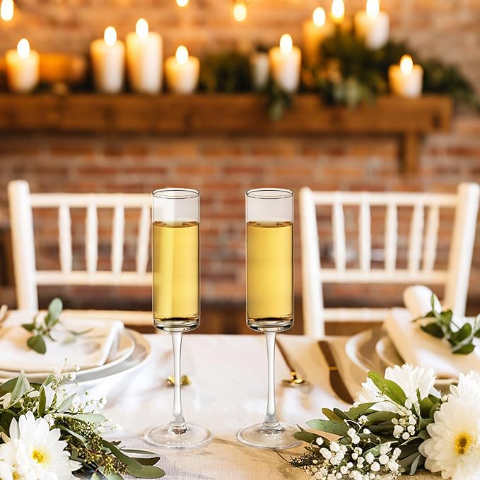 12 Pieces Clear Champagne Flutes 6 OZ Straight Sided Wine Glasses Champagne - Image 3