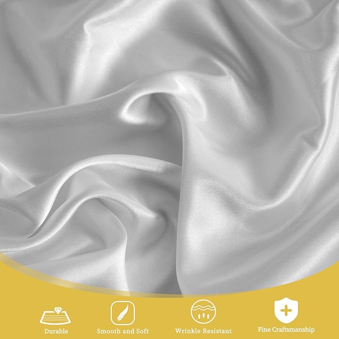 12 Pack 108 Inch Silver Satin Tablecloth - Image 4