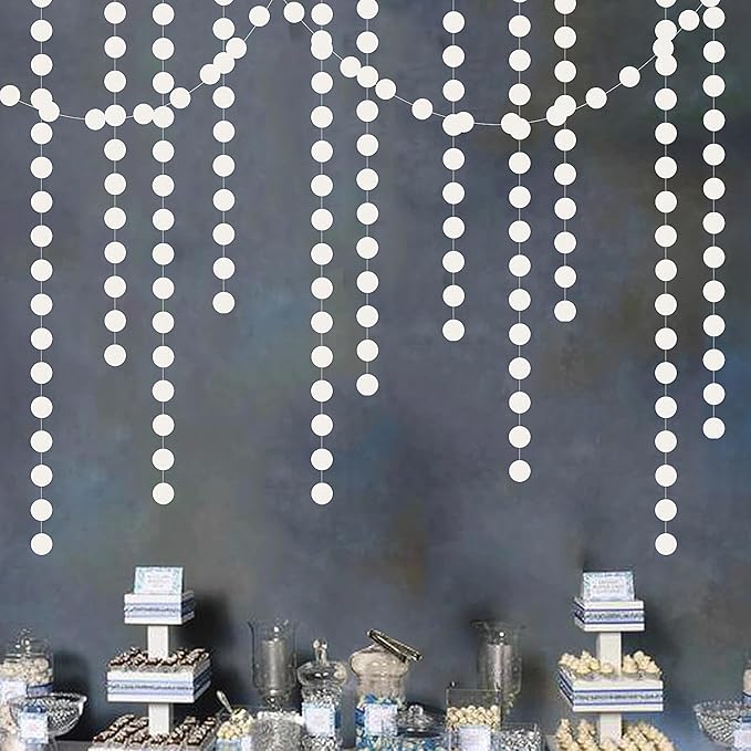 White Glitter Party-Decorations Paper-Garland Streamers - 52ft Birthday Banner - Image 5