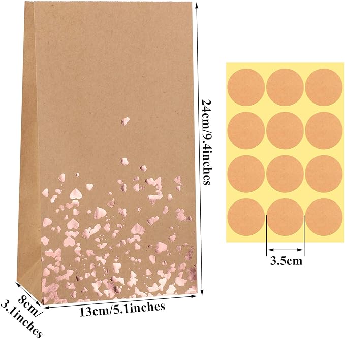 Cooraby 30 Pieces Kraft Paper Bronzing Rose Gold Bags - Image 2