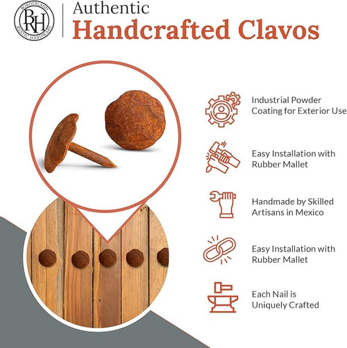 10 Pack 0.75" Round Head Iron Clavos Decorative Nails – Rusted – Handmade - Image 2