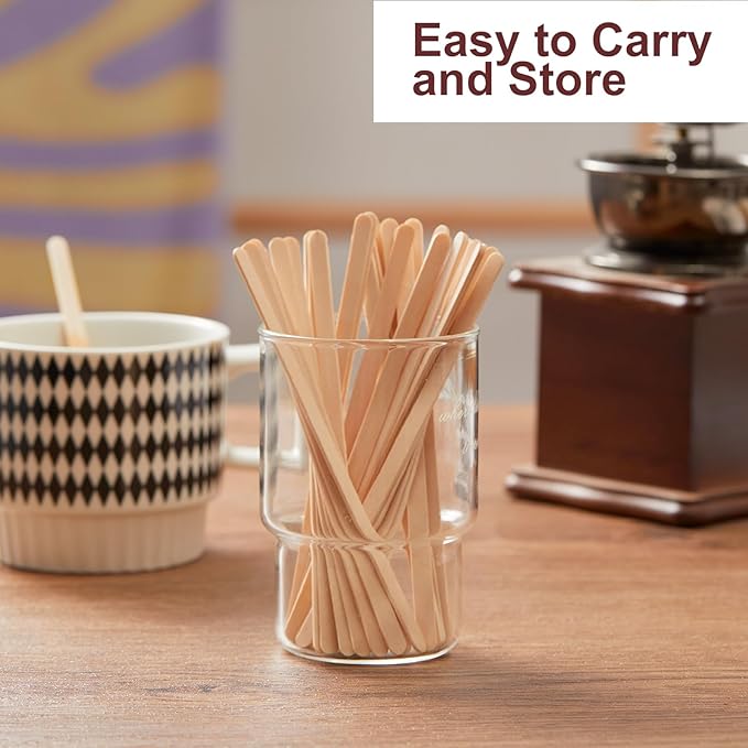 Wooden Coffee Stirrers, Thick Birch 5.5 Inches 1000PCS Disposable Coffee - Image 3