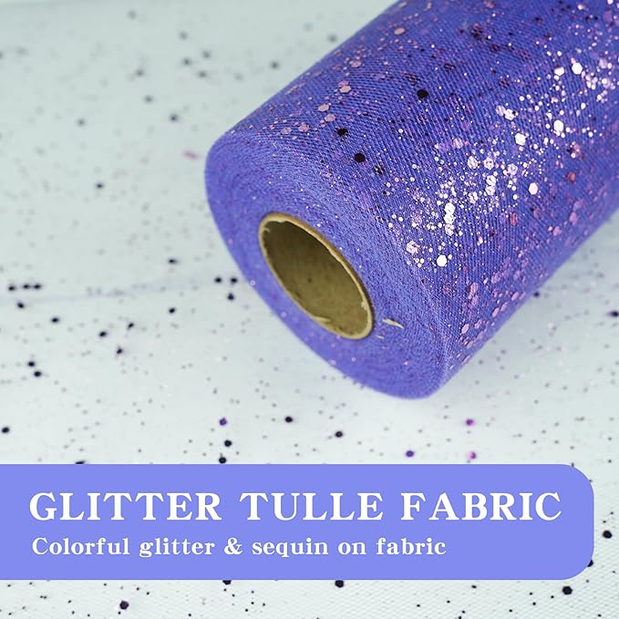 Glitter Tulle Rolls, 6” by 50 Yards Sparkling Tulle Spool Ribbon Sequin Tulle - Image 3