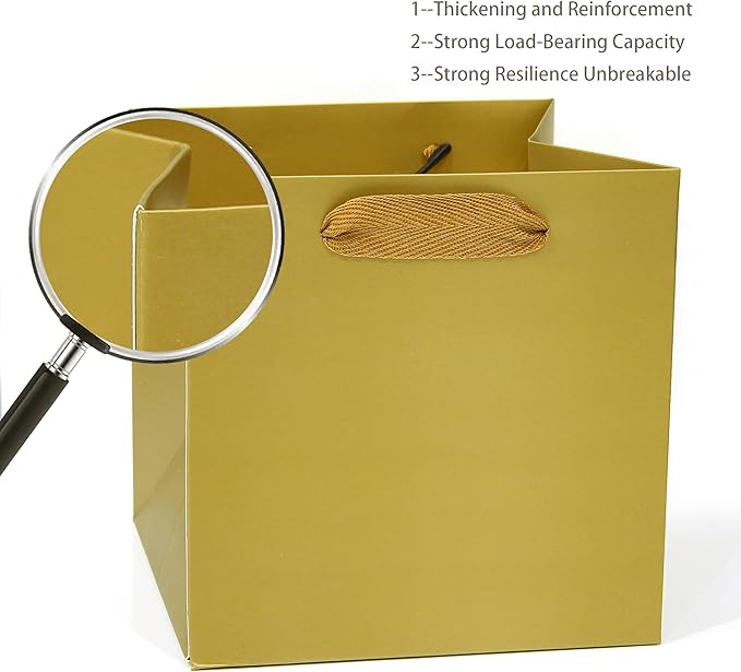 Gold Paper Gift Bag Small Square Bottom Paper Bags - Image 7
