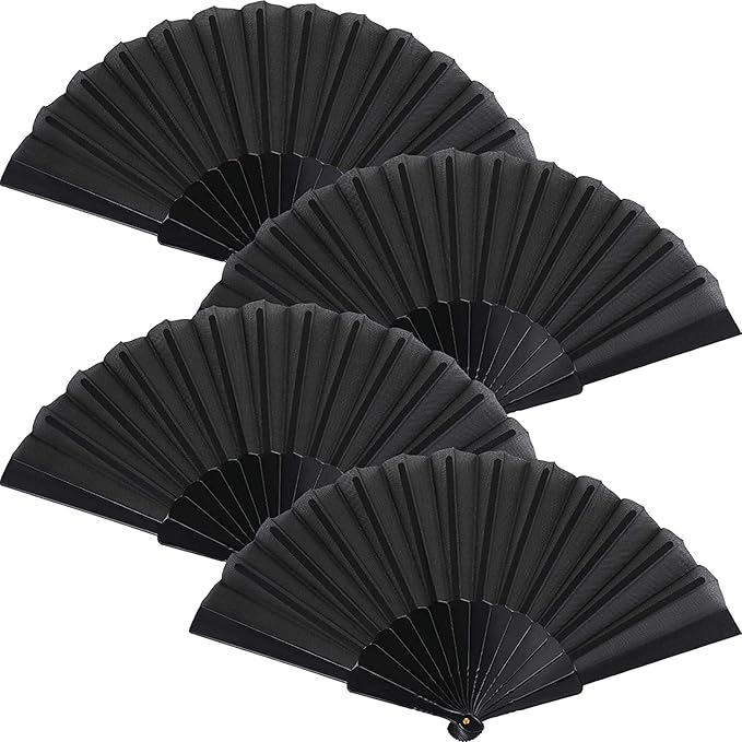 HUNANBANG 4 Pieces Folding Hand Fans Church Wedding Gift, Party Favors by HUNANBANG