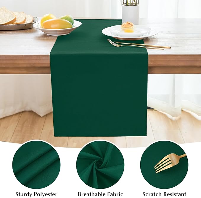 2 Pack Green Small Short Table Runner 12 x 48 Inch Solid Color Runners Coffee - Image 4