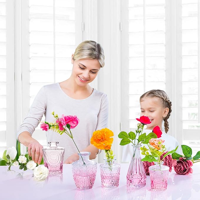 Ollieroo 24Pcs Glass Bud Vases Set, Small Pink Vases in Bulk - Image 2