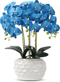 Orchid Artificial Flowers with White Vase Large Silk Faux Phalaenopsis Flowers by ABetterDayStartsHere
