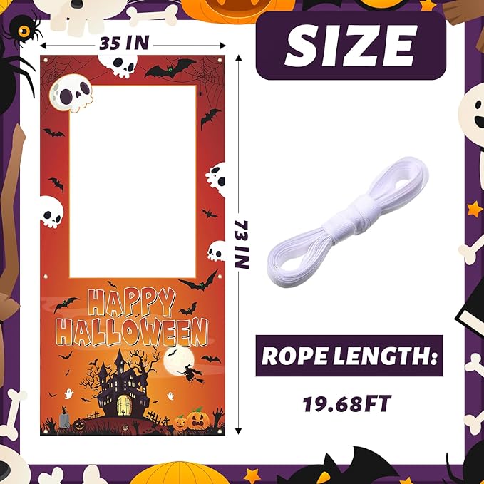 Halloween Photo Booth Props Frame Party Decorations 35 x 73Inch Halloween - Image 2