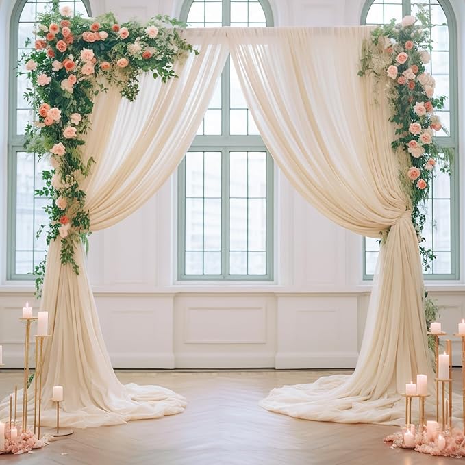 10x10ft Champagne Tulle Backdrop Curtain - Image 8