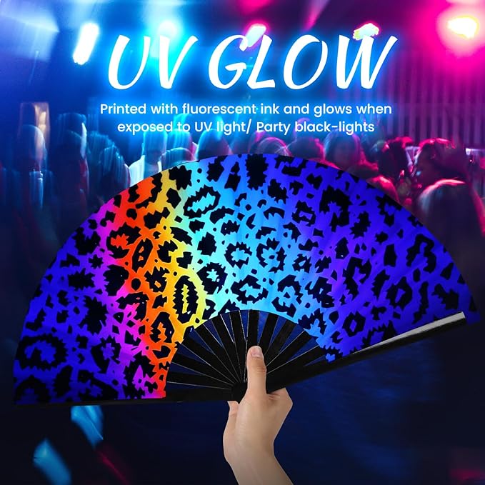 SYNTECSO Folding Hand Fan for Rave, Popping Fan for Line Dancing, Drag Queen - Image 2