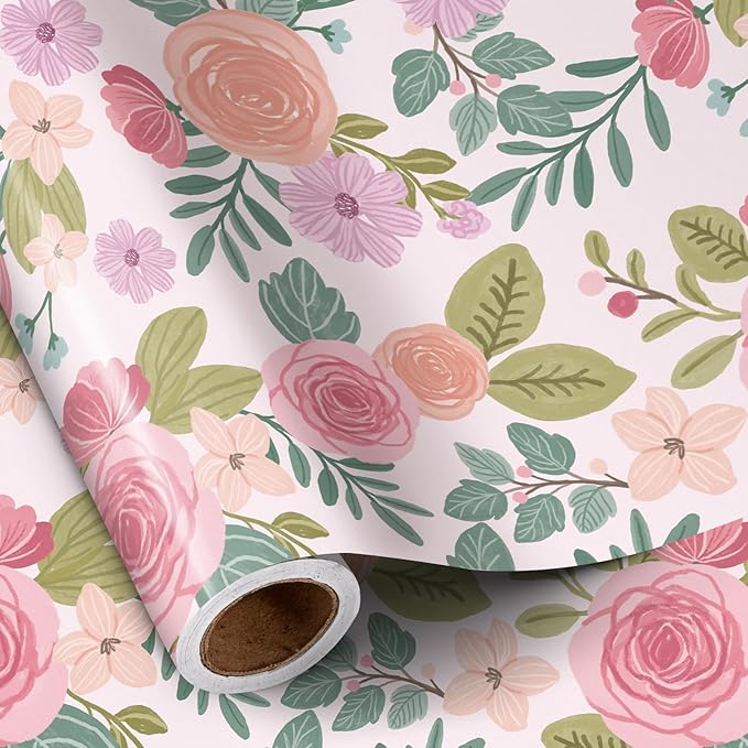 RUSPEPA Floral Wrapping Paper Roll by RUSPEPA