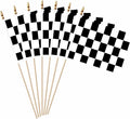 20 Pack Checkered Black and White Racing Mini Stick Flags Small Miniature by LUSEOAN