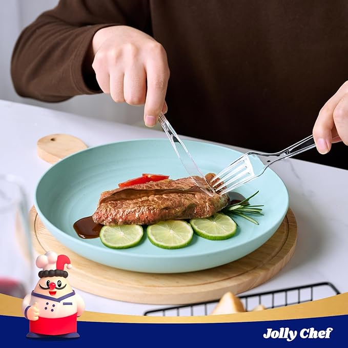 JOLLY CHEF 360 Count Heavy Duty Clear Plastic Silverware-180 Forks, 120 Spoons - Image 5
