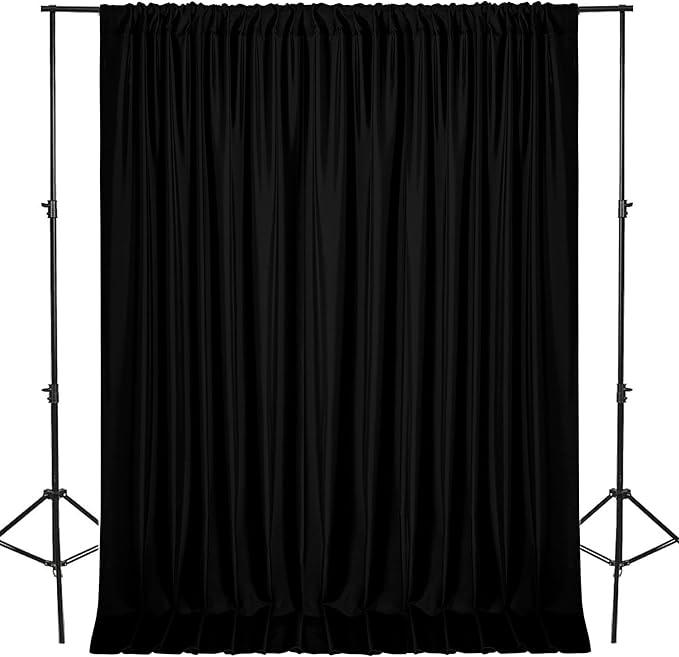 DWCN 10x7 FT Black Backdrop Curtains by DWCN